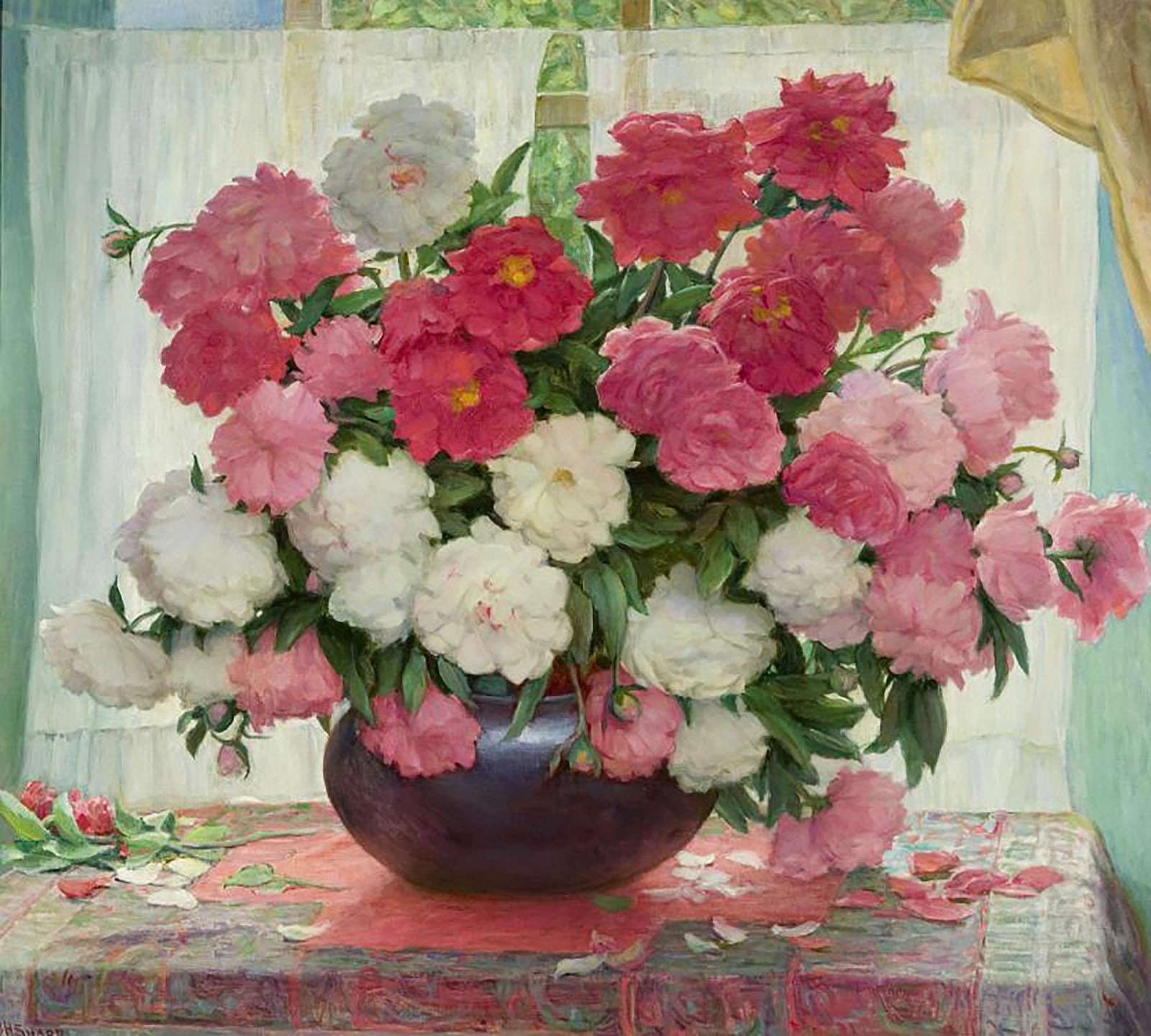 Peonies in Studio Window
